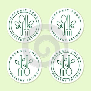 Organic food logo or illustration label, sticker vector
