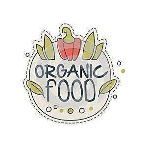 Organic food logo template design, badge for healthy food store, vegan shop, vegetarian cafe, ecology company, natural