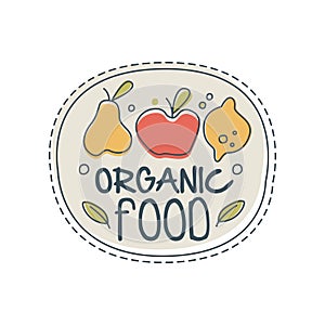 Organic food logo template, label for healthy food store, vegan shop, vegetarian cafe, ecology company, natural products