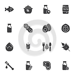 Organic food vector icons set