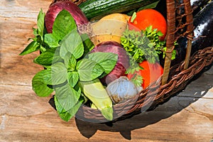 Organic food of vegetables in the basket