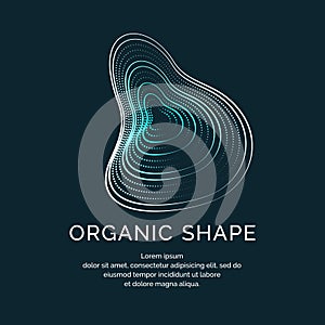 Organic forms with dynamic waves and lines on a dark background. Vector.