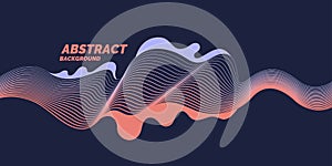 Organic forms with dynamic waves and lines on a dark background. Vector.