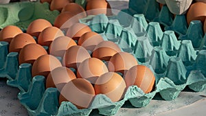 Organic fresh eggs on the market place