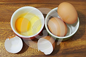 organic fresh eggs on wooden background