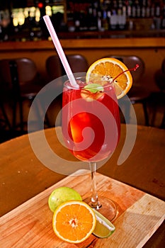 Organic Fresh Tropical Sangria Cocktail Glass