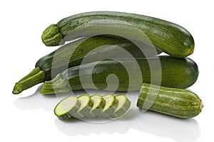 Organic fresh zucchini on white background isolated with clipping path