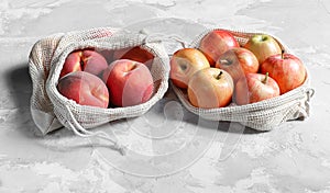 Organic fruits in reusable eco friendly natural bag