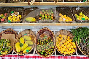 Organic fruits and vegetables at the Peasant Museum Market Museo del Campesino in Mozaga, Lanzarote photo