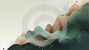Organic Futurism: Minimalist Halftone Dots Transitioning into Abstract Mountain and Forest Shapes photo