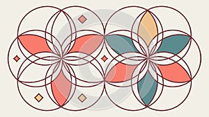 Organic Geometric Floral Blossom Pattern, vector design Generative AI