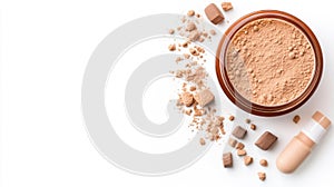 Organic gluten-free protein powder container isolated on white background photo