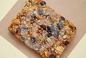 Organic Granola Bar with Nuts and Cereals, Dry fruits. diet and Fitness