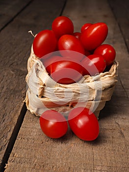 Organic grape tomatoes in a basket