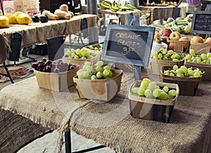 Organic Grapes at a Farmer's Market