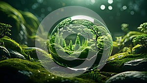 Organic Green Sphere Nestled In A Macro Landscape An Illustration