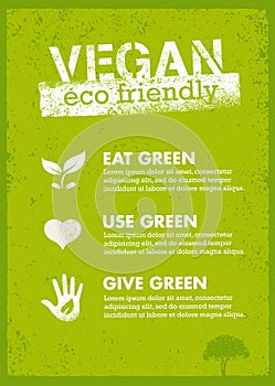 Organic Green Vegan Illustration. Creative Nature Friendly Eco Vector Concept on Recycled Paper Background