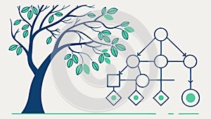 Organic Growth Interconnected Network Tree, vector design Generative AI