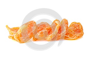 Organic healthy assorted, Oranges dried fruit isolated on a white background. Closeup