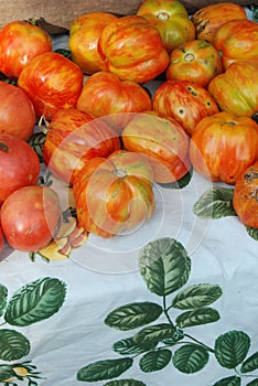 Organic heirloom tomatoes at a Farmer's Market