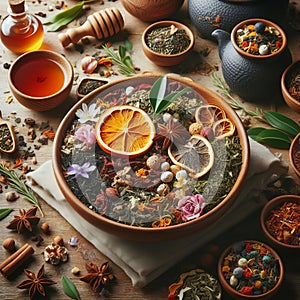 Organic herbal teas and wellness blends, photo v photo