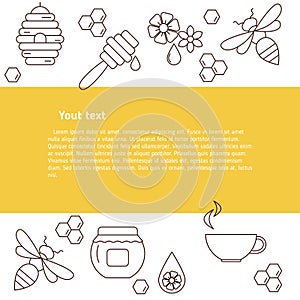 Organic honey collection logo  label  tags design elements