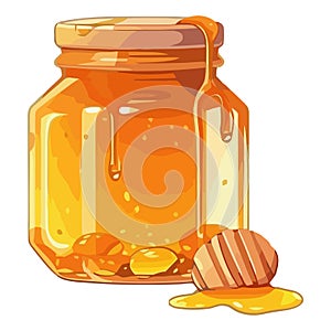 Organic honey jar with sweet bee