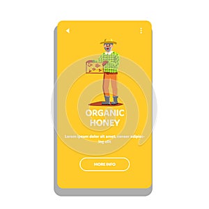 Organic Honey Production Holding Beekeeper Vector illustration