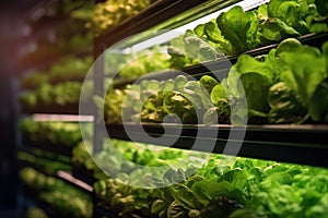 Organic hydroponic vegetable growing in hydroponic farm.