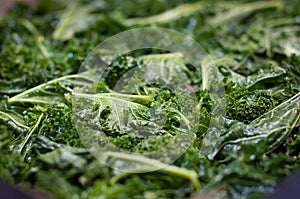 Organic kale prepared for cooking