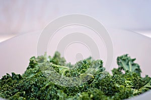 Organic kale prepared for cooking