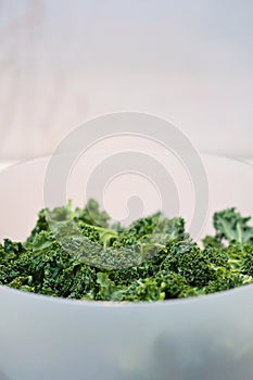 Organic kale prepared for cooking