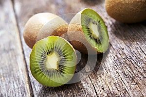 Organic Kiwis on Wood