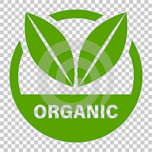 Organic label badge vector icon in flat style. Eco bio product s