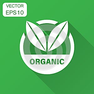 Organic label badge vector icon in flat style. Eco bio product s