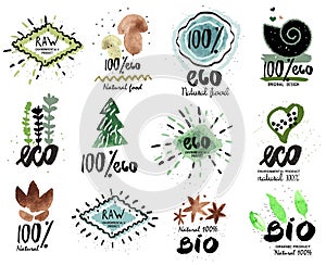 Organic label. Fresh and healthy food icons. Organic bio Logo, Eco Logo.