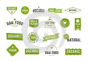 Organic labels set. Collection various logo for organic cosmetics or products.