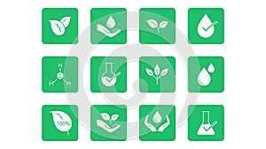 Organic leaf line icons. Dermatologically tested,