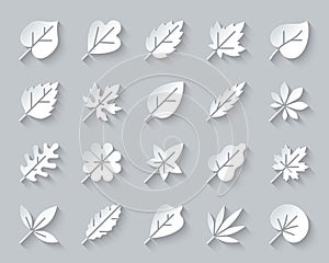 Organic Leaf simple paper cut icons vector set