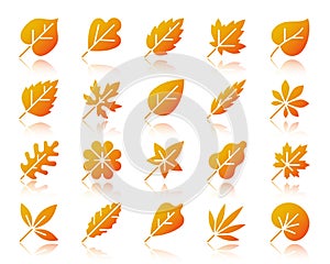 Organic Leaf simple gradient icons vector set