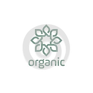 Organic life logo, Graceful monogram design template, Natural line art vector illustration.