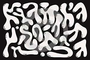 Organic liquid blob elements. Abstract round ink stains and spots trendy y2k style, modern doodle smooth ink blots