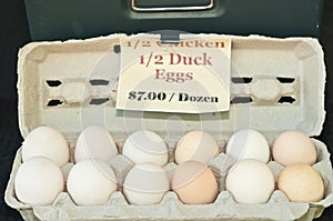 Organic, local duck and hen eggs for sale