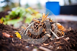 organic manure from a crumbled compost pile