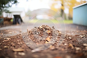 organic manure from a crumbled compost pile