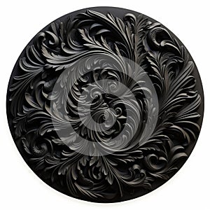 Organic Marbled Carved Circular Abstraction: Rococo-inspired Art