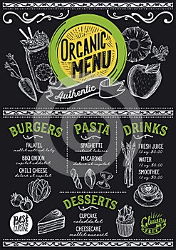 Organic menu restaurant, food template.