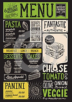 Organic menu restaurant, food template.