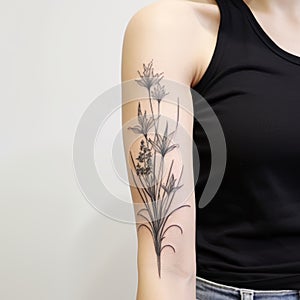 Organic And Minimalist Yucca Tattoo Design With Graphite Sketch Style