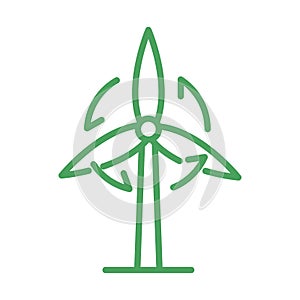 organic natural, eolic energy wind turbine renewable green line style